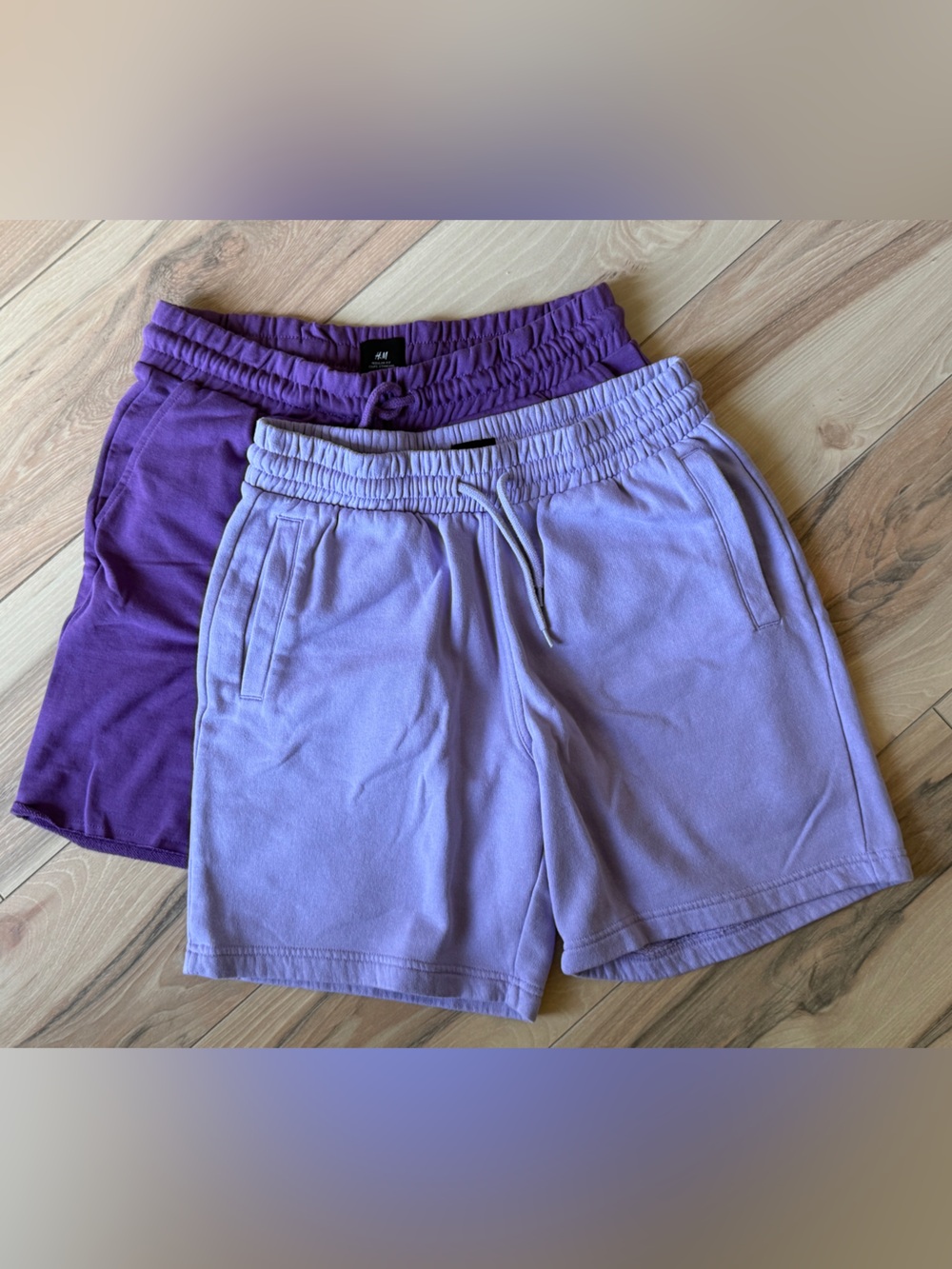 H&M Lavender and Purple Elastic-Waist Athletic Shorts Duo